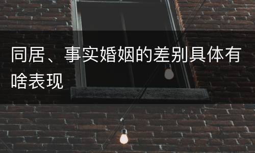 同居、事实婚姻的差别具体有啥表现