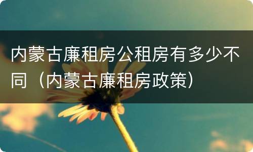 内蒙古廉租房公租房有多少不同（内蒙古廉租房政策）