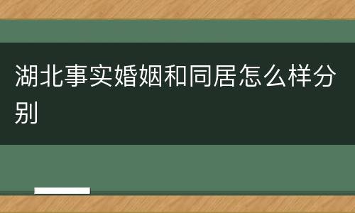 湖北事实婚姻和同居怎么样分别
