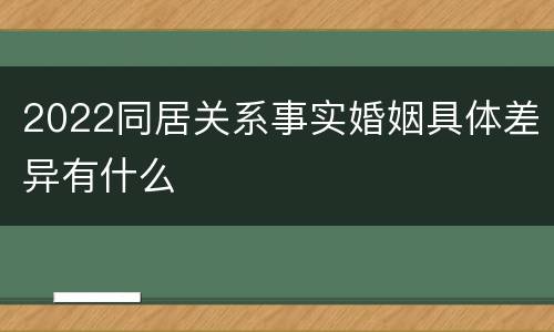 2022同居关系事实婚姻具体差异有什么