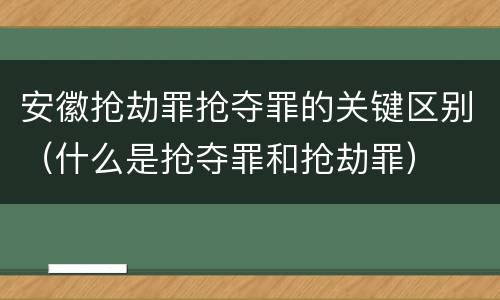 安徽抢劫罪抢夺罪的关键区别（什么是抢夺罪和抢劫罪）