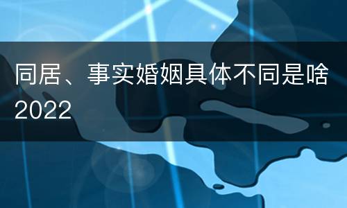 同居、事实婚姻具体不同是啥2022