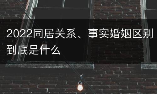 2022同居关系、事实婚姻区别到底是什么