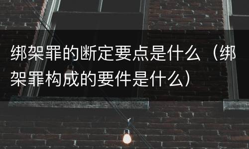 绑架罪的断定要点是什么（绑架罪构成的要件是什么）