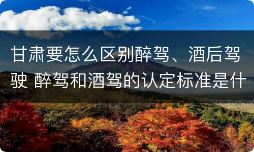 甘肃要怎么区别醉驾、酒后驾驶 醉驾和酒驾的认定标准是什么