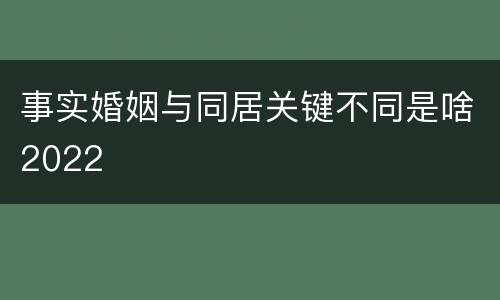 事实婚姻与同居关键不同是啥2022