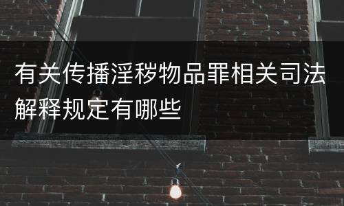有关传播淫秽物品罪相关司法解释规定有哪些