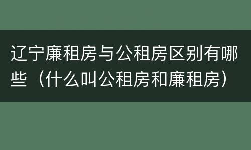 辽宁廉租房与公租房区别有哪些（什么叫公租房和廉租房）