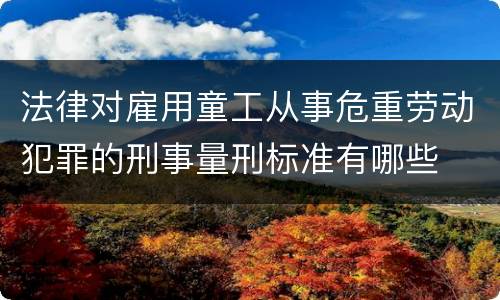 法律对雇用童工从事危重劳动犯罪的刑事量刑标准有哪些