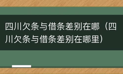 四川欠条与借条差别在哪（四川欠条与借条差别在哪里）