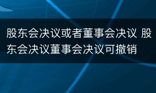 股东会决议或者董事会决议 股东会决议董事会决议可撤销