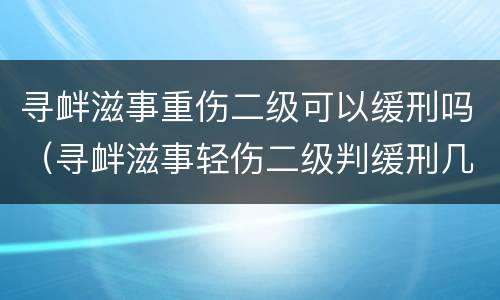 寻衅滋事重伤二级可以缓刑吗（寻衅滋事轻伤二级判缓刑几率大吗）