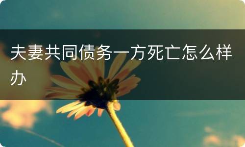 夫妻共同债务一方死亡怎么样办
