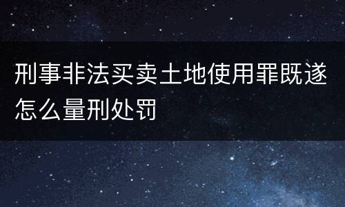 刑事非法买卖土地使用罪既遂怎么量刑处罚