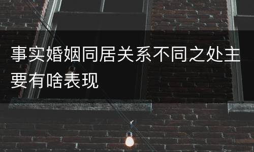 事实婚姻同居关系不同之处主要有啥表现