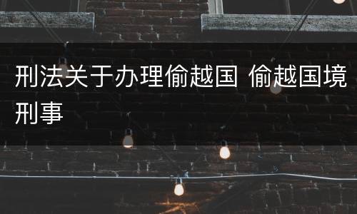 刑法关于办理偷越国 偷越国境刑事