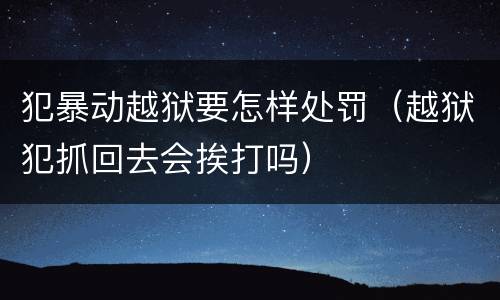 犯暴动越狱要怎样处罚（越狱犯抓回去会挨打吗）