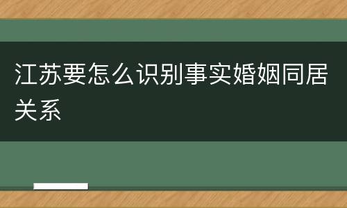 江苏要怎么识别事实婚姻同居关系