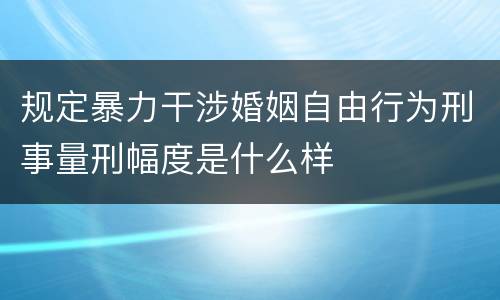 规定暴力干涉婚姻自由行为刑事量刑幅度是什么样