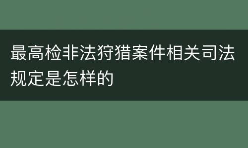 最高检非法狩猎案件相关司法规定是怎样的