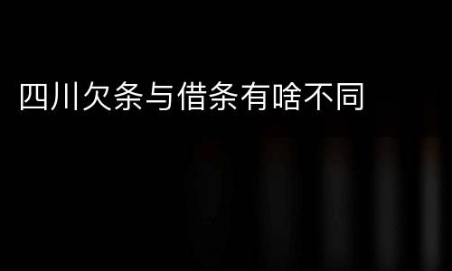 四川欠条与借条有啥不同