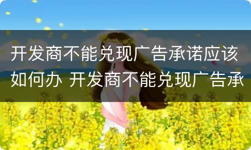 开发商不能兑现广告承诺应该如何办 开发商不能兑现广告承诺应该如何办