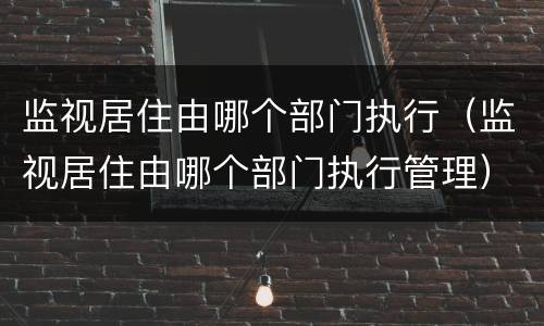 监视居住由哪个部门执行（监视居住由哪个部门执行管理）