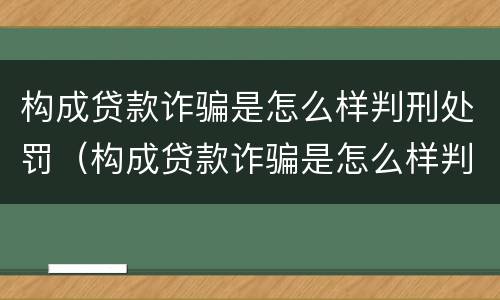 构成贷款诈骗是怎么样判刑处罚（构成贷款诈骗是怎么样判刑处罚的）