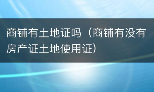 商铺有土地证吗（商铺有没有房产证土地使用证）