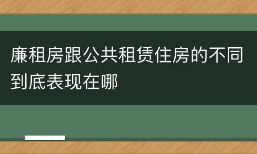 廉租房跟公共租赁住房的不同到底表现在哪