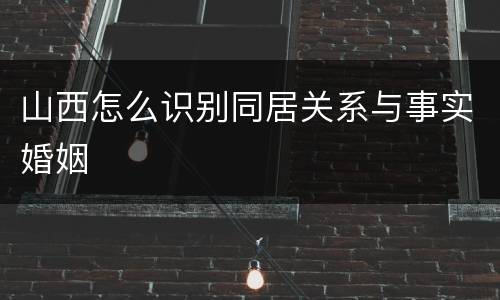 山西怎么识别同居关系与事实婚姻