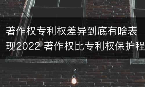 著作权专利权差异到底有啥表现2022 著作权比专利权保护程度低