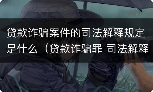 贷款诈骗案件的司法解释规定是什么（贷款诈骗罪 司法解释）
