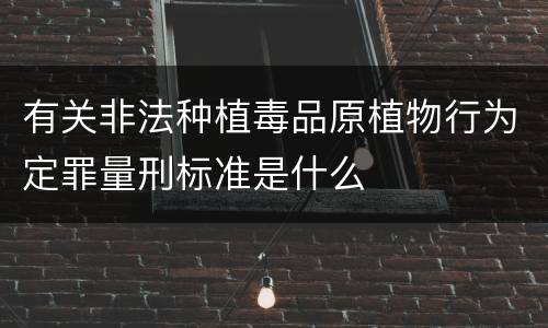 有关非法种植毒品原植物行为定罪量刑标准是什么