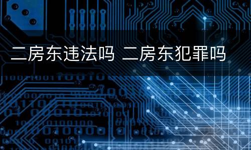 二房东违法吗 二房东犯罪吗