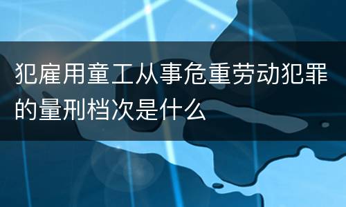 犯雇用童工从事危重劳动犯罪的量刑档次是什么