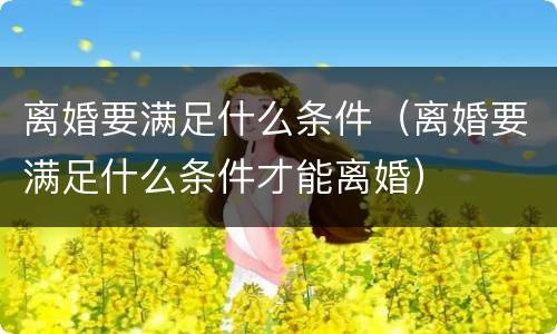 离婚要满足什么条件（离婚要满足什么条件才能离婚）