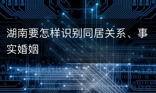 湖南要怎样识别同居关系、事实婚姻