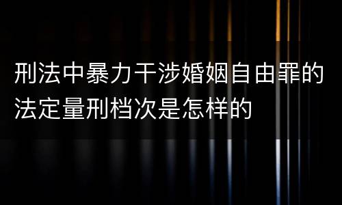 刑法中暴力干涉婚姻自由罪的法定量刑档次是怎样的