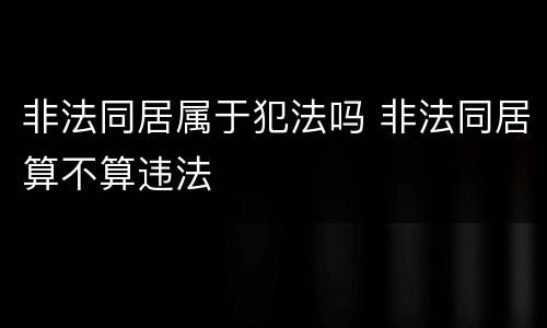 非法同居属于犯法吗 非法同居算不算违法