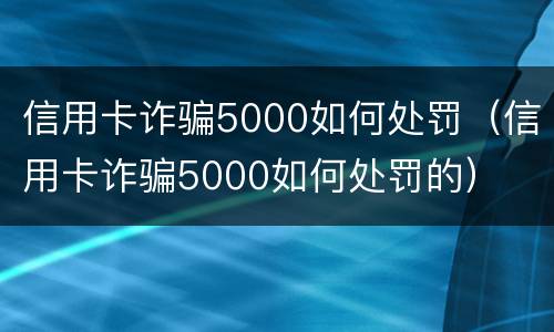 信用卡诈骗5000如何处罚（信用卡诈骗5000如何处罚的）