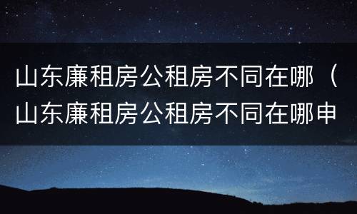山东廉租房公租房不同在哪（山东廉租房公租房不同在哪申请）