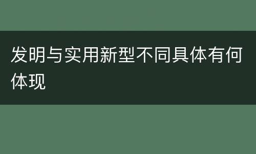 发明与实用新型不同具体有何体现