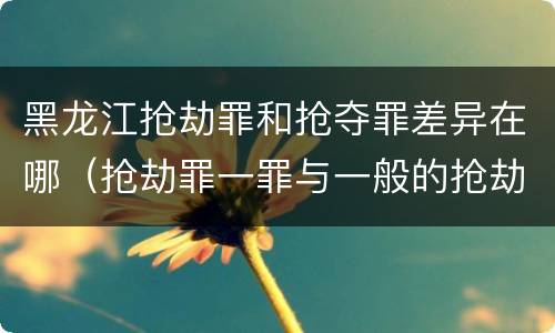 黑龙江抢劫罪和抢夺罪差异在哪（抢劫罪一罪与一般的抢劫罪区别）