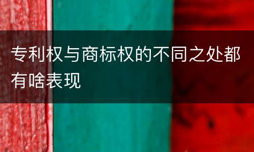 专利权与商标权的不同之处都有啥表现