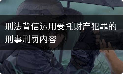 刑法背信运用受托财产犯罪的刑事刑罚内容