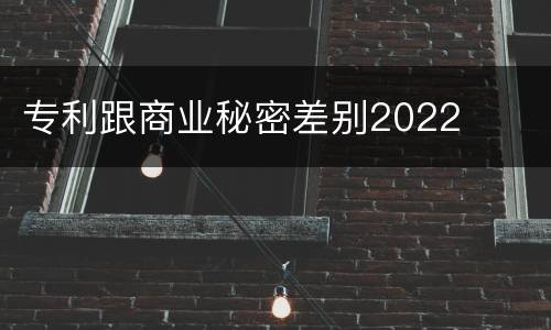 专利跟商业秘密差别2022