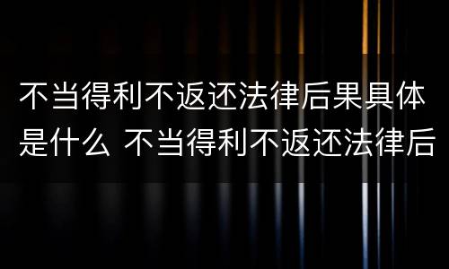 不当得利不返还法律后果具体是什么 不当得利不返还法律后果具体是什么