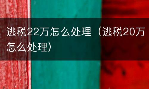 逃税22万怎么处理（逃税20万怎么处理）