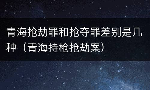 青海抢劫罪和抢夺罪差别是几种（青海持枪抢劫案）